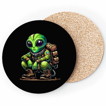 Discover Funny cartoon Chill Alien in Space Suit Coasters