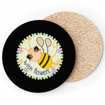 Discover Happy Bee with Flowers - Spring Vibes Coasters