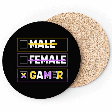 Discover Gender Pronouns Male Female Gamer Coasters