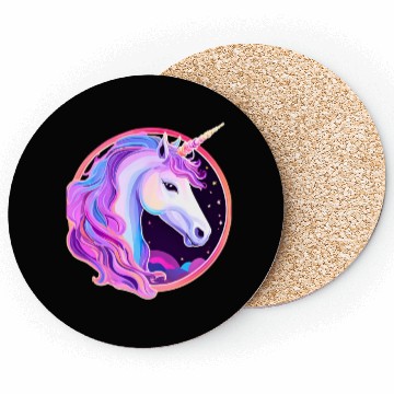 Discover Vibrant Mystic Unicorn Portrait Coasters