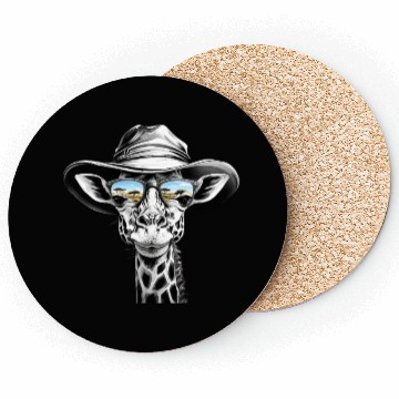 Discover Giraffe Face with Bucket Hat Coasters