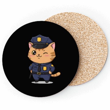 Discover Paw-sitive Law Enforcement – Funny Cat Cop Coasters
