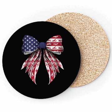 Discover Coquette Bow Airplane Pilot Aviation US Flag Coasters