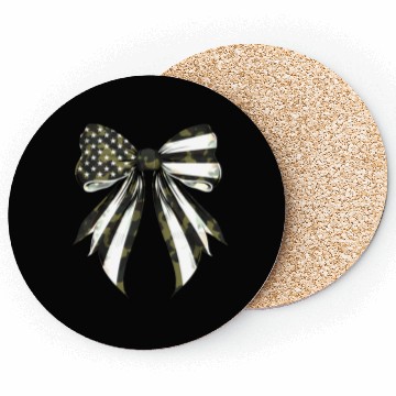 Discover Coquette Bow Camouflage US Flag Pride Patriotic Coasters