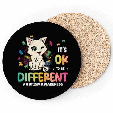 Discover Support Autistic Adults Kids Autism Different Cat Coasters