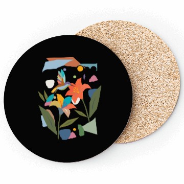 Discover Colorful Hummingbird with Flower - Colorful Nature Coasters
