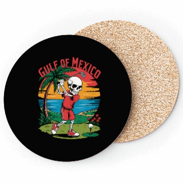Discover Tropical Skeleton Golf Funny Parody Design Coasters