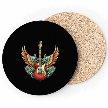 Discover Vintage Retro 80s Rock Roll Music Guitar Wing Coasters