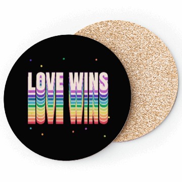 Discover Love Wins Retro Rainbow Pride Typography Coasters