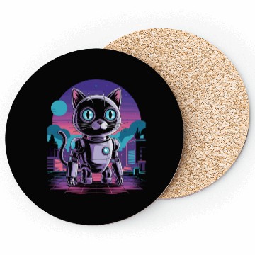 Discover Funny Robotics Engineer Design with Robot Cat for Coasters
