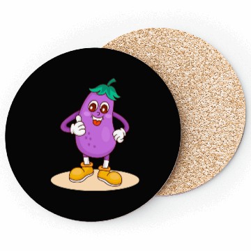 Discover Animated Eggplant Character Design Coasters