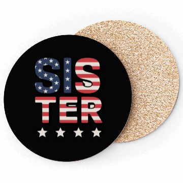 Discover Sister American Flag Stars and Stripes Design Coasters