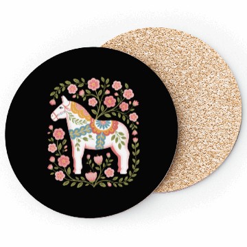 Discover Swedish Spring Dala Horse Floral Art Coasters