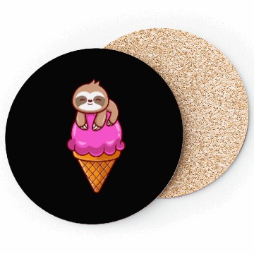 Discover Adorable Sloth on Ice Cream Cone Print Coasters