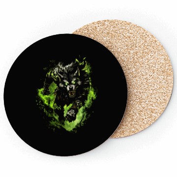 Discover Magic Werewolf With Mystical Green Aura Coasters