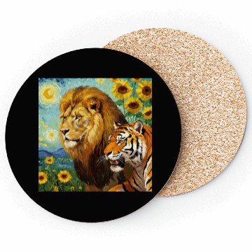 Discover Lion And Tiger Van Gogh Style Coasters