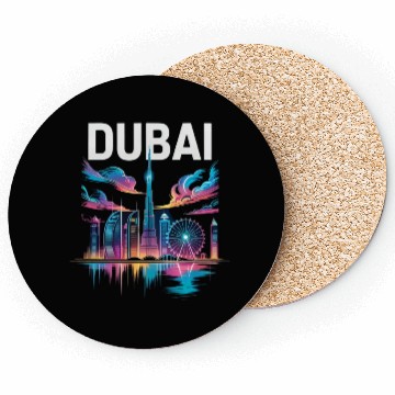 Discover Dubai Skyline Neon Art Coasters