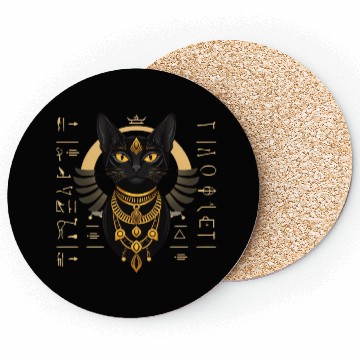 Discover Elegant black Egyptian cat Bastet Coasters