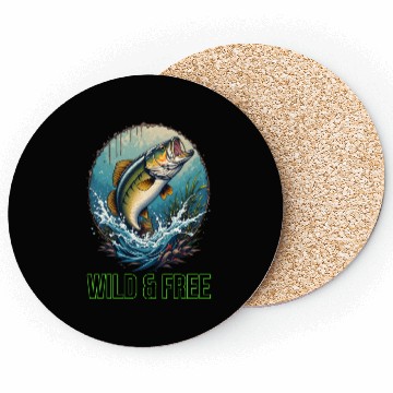 Discover Leaping Largemouth Bass - Wild & Free Art Coasters