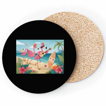 Discover Happy flamingo friends Coasters