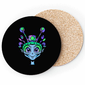 Discover Cute Alien Wearing a Funny Hat Coasters