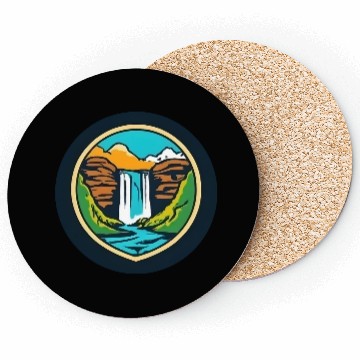 Discover Framed Circular Waterfall Landscape - Bold Nature Coasters