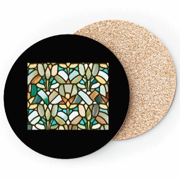 Discover Abstract Floral Stained Glass Pattern - Art Deco Coasters