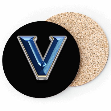 Discover V - Letter in metallic blue Coasters