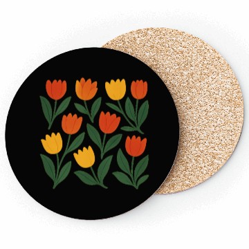 Discover Bright Tulip Garden Pattern Coasters