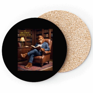 Discover Bigfoot Book Club Sasquatch Reading in the Library Coasters