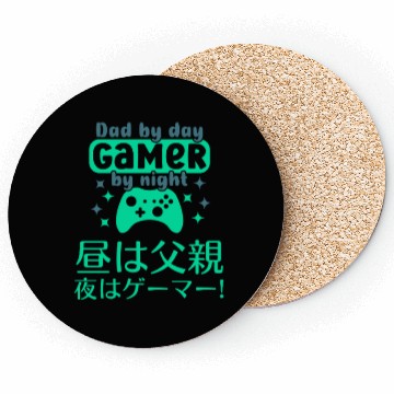 Discover Dad Gamer Neon Green Coasters
