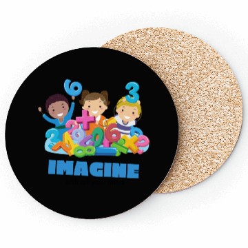 Discover Imagine Math Fun – Colorful Kids Learning Design Coasters