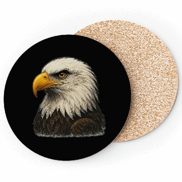 Discover Majestic Bald Eagle Head Illustration Coasters