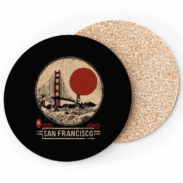 Discover San Francisco - Woodblock Print Coasters