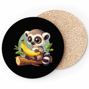Discover Raccoon with a banana Coasters