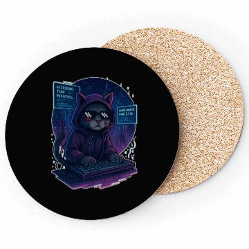 Discover Cyberpunk Cat Hacker Coasters