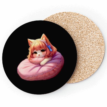 Discover Neko Snoozing Under Sakura Coasters