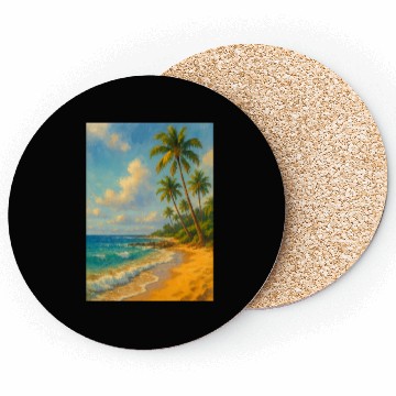 Discover Tropical Serenity – Peaceful Beach Landscape Art Coasters