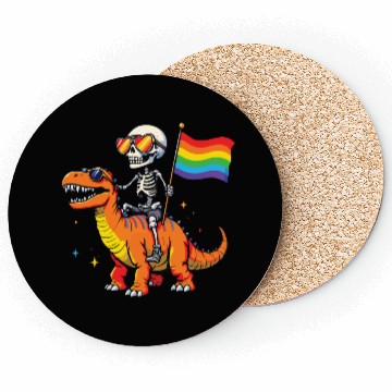 Discover Skeleton with dinosaur Lgbtq Coasters