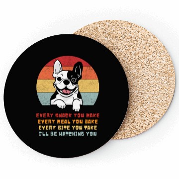 Discover French Bulldog Funny Watching You Snack Parody Coasters