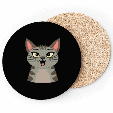 Discover Surprised Striped Cat Coasters
