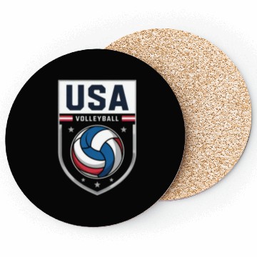 Discover USA Volleyball Emblem Design Coasters
