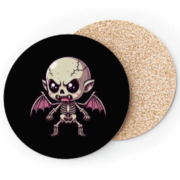 Discover Cute Vampire Skeleton – Bat-Winged Monster Coasters