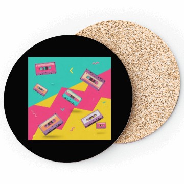 Discover Retro Cassette Tape Pattern Coasters