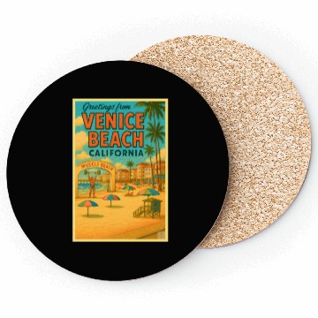 Discover Venice Beach Vintage Postcard Coasters