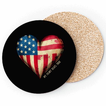 Discover My Heart Beats True American Flag Coasters