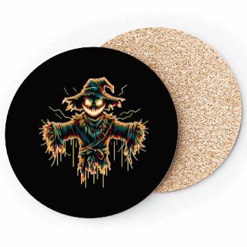 Discover Neon Scarecrow – Haunted Harvest Glow Coasters