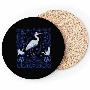 Discover Great Blue Heron Folk Art Coasters