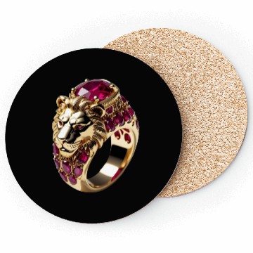 Discover Regal Lion Ruby Ring – Royal Gold Jewelry Design Coasters