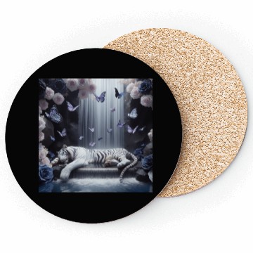 Discover Butterfly Spirit Guardian: White Tiger & Black Ros Coasters